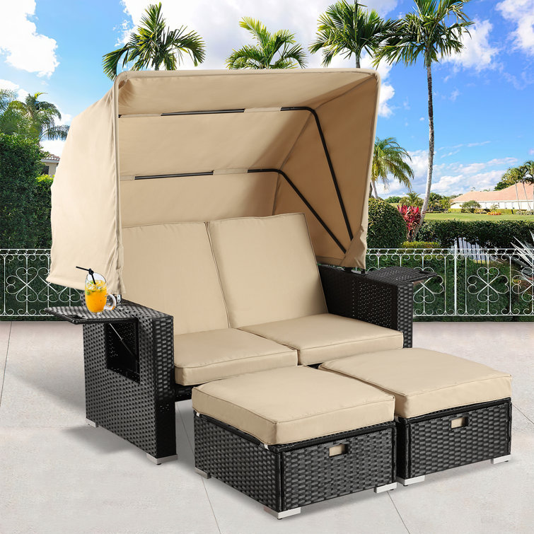 Rosecliff Heights Boothville 51.6'' Wide Outdoor Wicker Patio Daybed